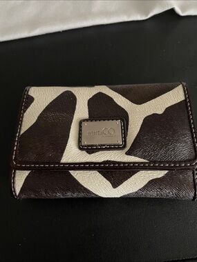 Nine & Co. By 9 West Brown &Cream Cowhide Print Folding Wallet Vintage EUC